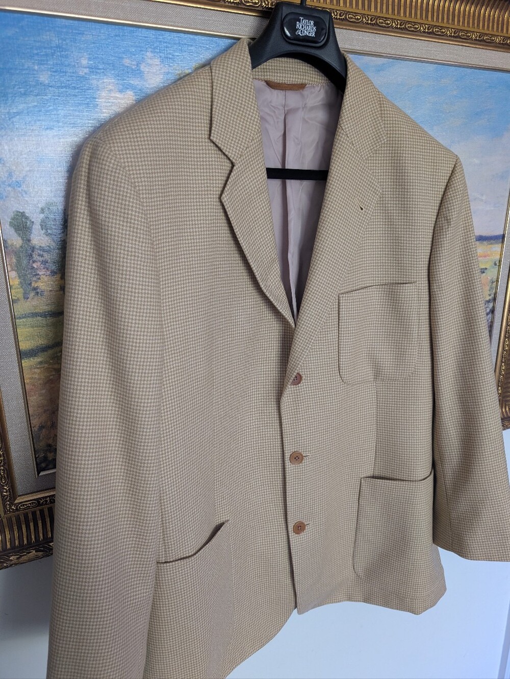 Henry Jacobson Wool & Cashmere Houndstooth Blazer - Large